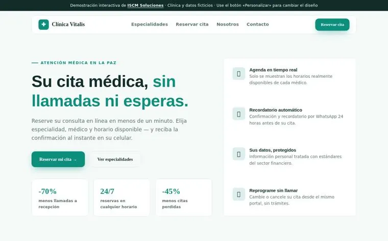 Portal de reservas de citas médicas para clínicas