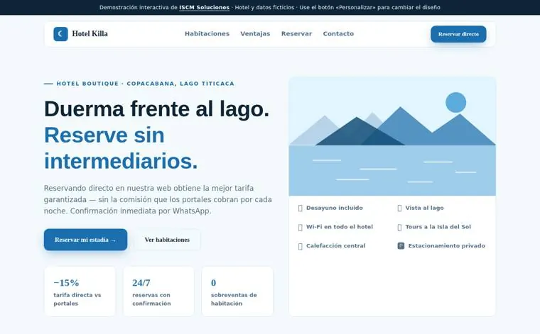 Motor de reservas directas para hotel boutique