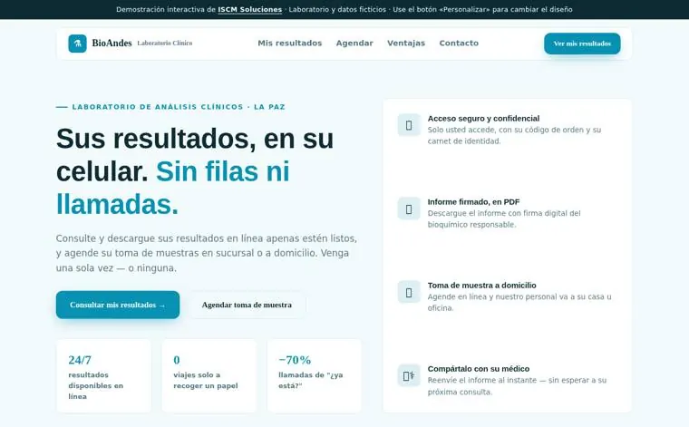Portal del paciente de laboratorio clínico: resultados en línea