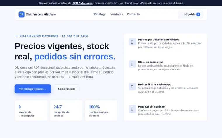 Catálogo mayorista B2B con cotizador y precios por volumen